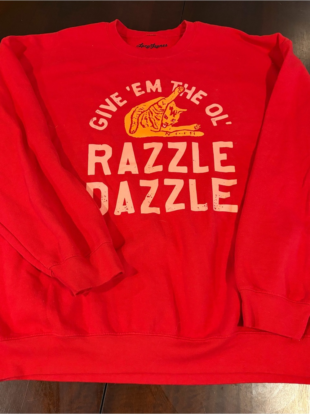 Razzle Dazzle Graphic Crewneck Sweatshirt - Red